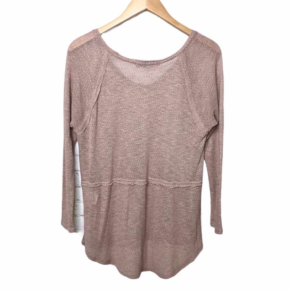 Free People Beach Knit Top Long Sleeve Pink Tan Size XS - Picture 3 of 9